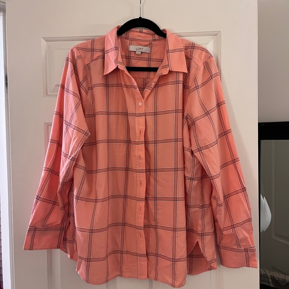 LOFT salmon colored flannel size XL